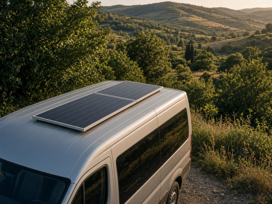 Panneau solaire sur un fourgon, dossier technique