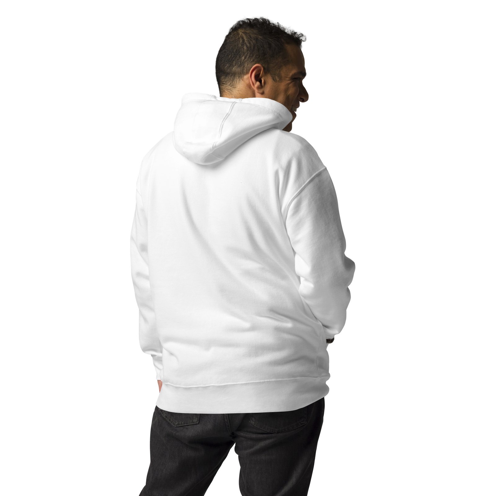 Sweat à capuche unisexe blanc – Image 6