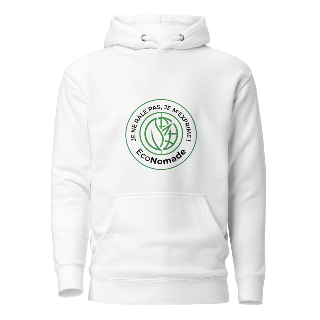 Sweat à capuche unisexe blanc