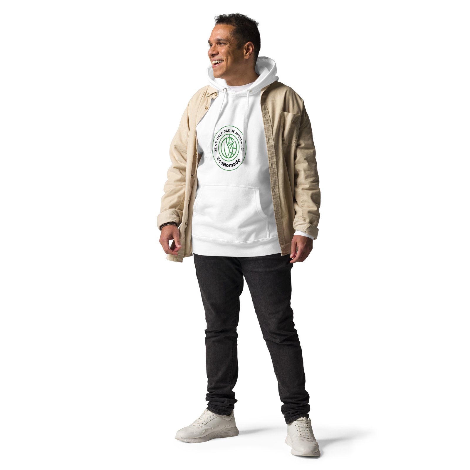 Sweat à capuche unisexe blanc – Image 5